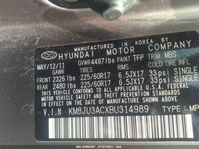 Photo 8 VIN: KM8JU3ACXBU314989 - HYUNDAI TUCSON 