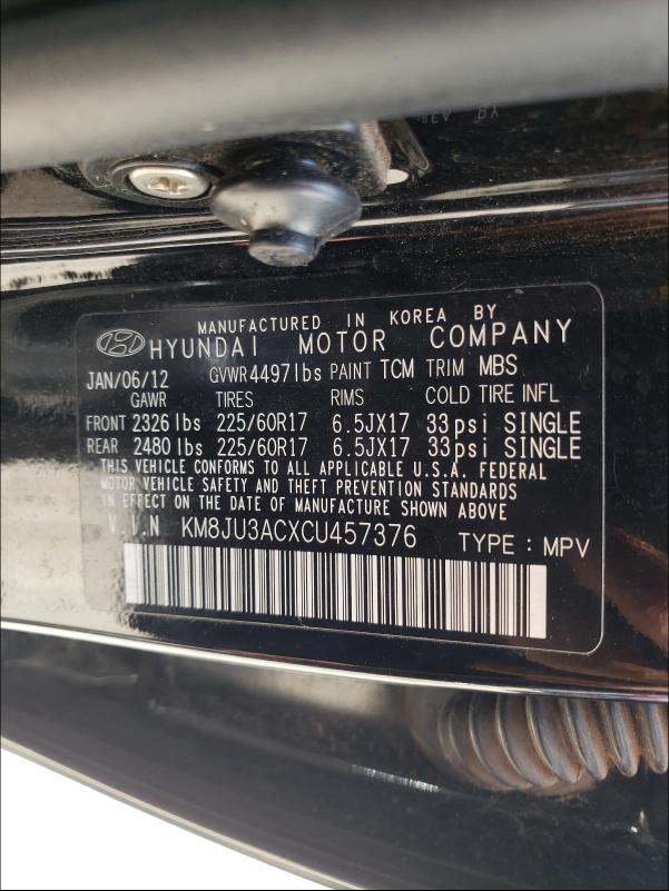 Photo 9 VIN: KM8JU3ACXCU457376 - HYUNDAI TUCSON GLS 