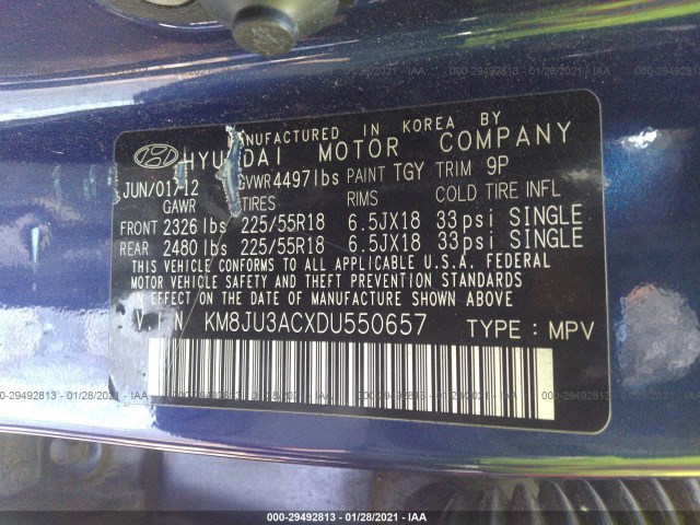 Photo 8 VIN: KM8JU3ACXDU550657 - HYUNDAI TUCSON 