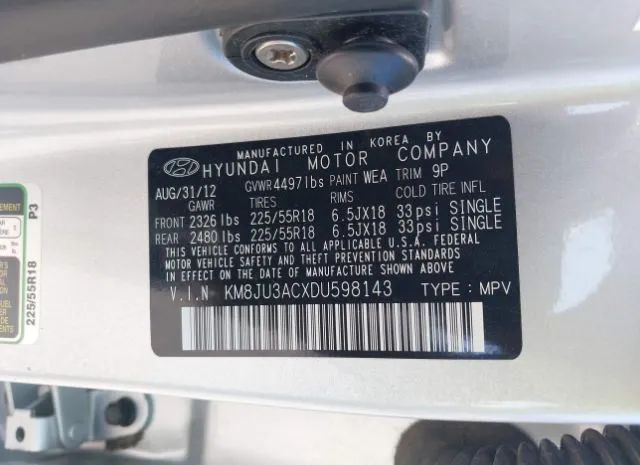 Photo 8 VIN: KM8JU3ACXDU598143 - HYUNDAI TUCSON 