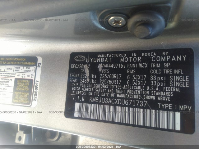 Photo 8 VIN: KM8JU3ACXDU671737 - HYUNDAI TUCSON 