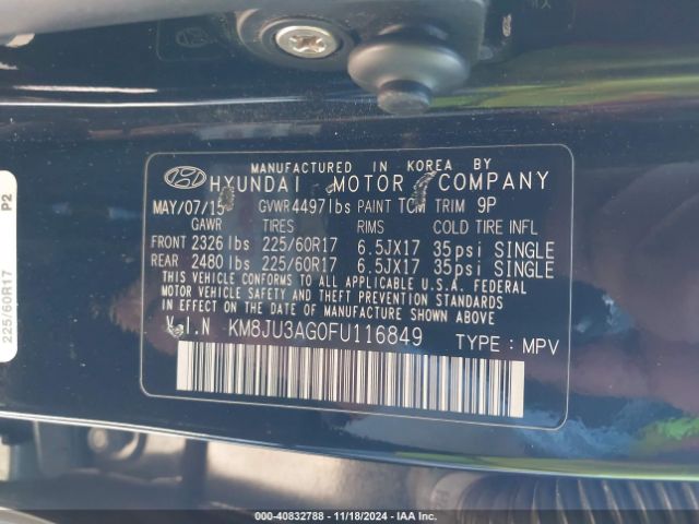 Photo 8 VIN: KM8JU3AG0FU116849 - HYUNDAI TUCSON 