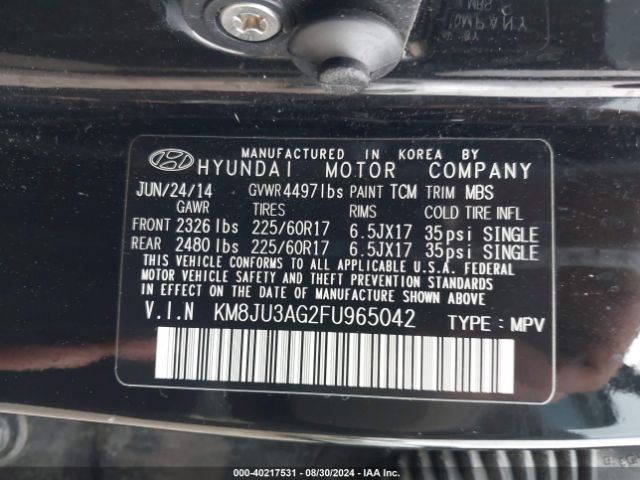 Photo 8 VIN: KM8JU3AG2FU965042 - HYUNDAI TUCSON 