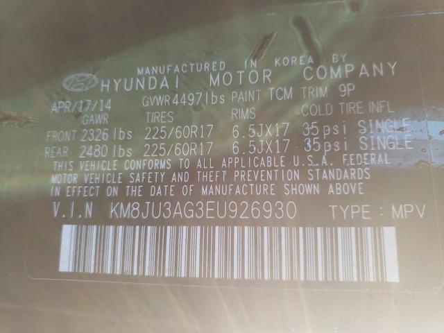 Photo 9 VIN: KM8JU3AG3EU926930 - HYUNDAI TUCSON GLS 