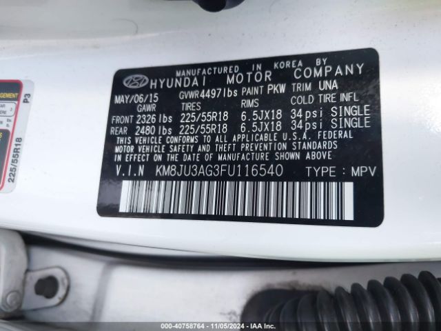 Photo 8 VIN: KM8JU3AG3FU116540 - HYUNDAI TUCSON 