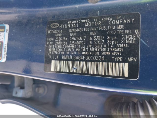 Photo 8 VIN: KM8JU3AG4FU010324 - HYUNDAI TUCSON 