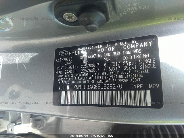 Photo 8 VIN: KM8JU3AG6EU829270 - HYUNDAI TUCSON 