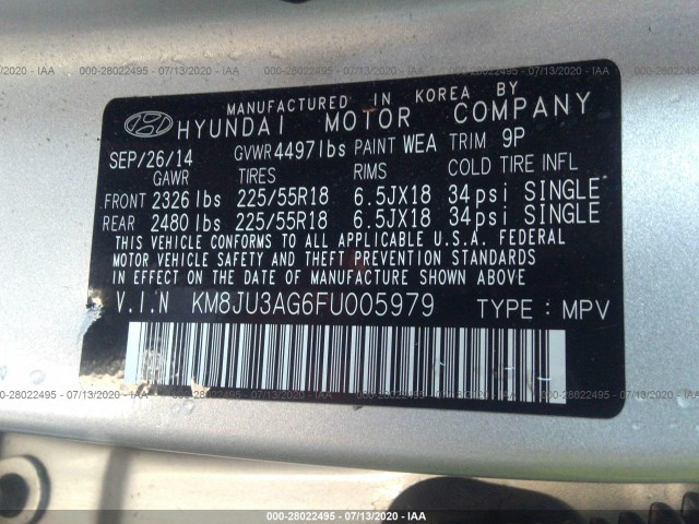 Photo 8 VIN: KM8JU3AG6FU005979 - HYUNDAI TUCSON 