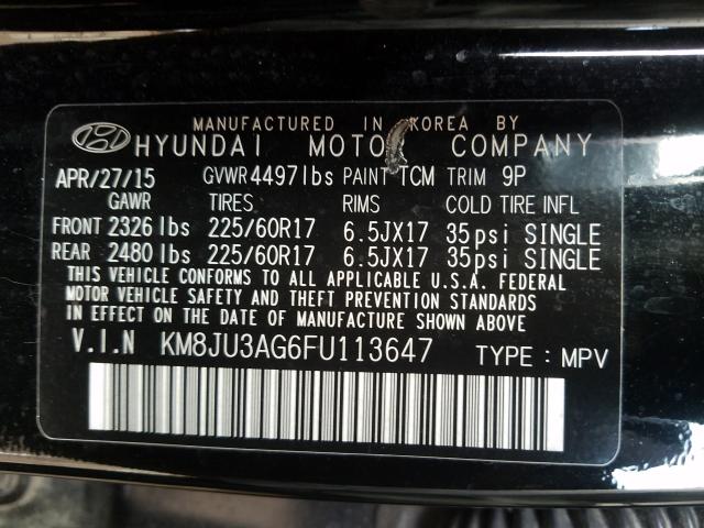 Photo 9 VIN: KM8JU3AG6FU113647 - HYUNDAI TUCSON LIM 