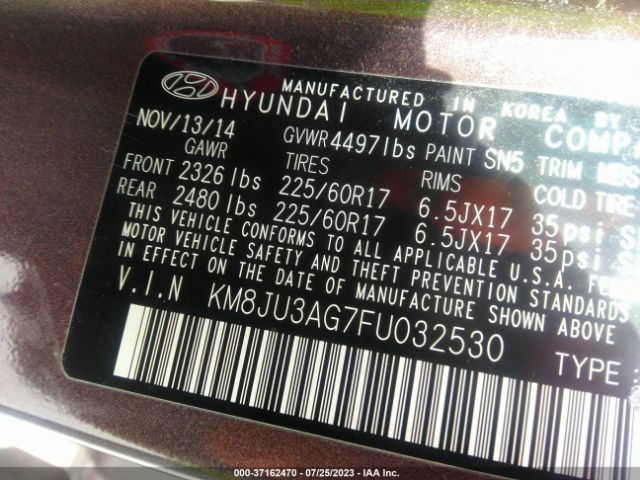 Photo 8 VIN: KM8JU3AG7FU032530 - HYUNDAI TUCSON 