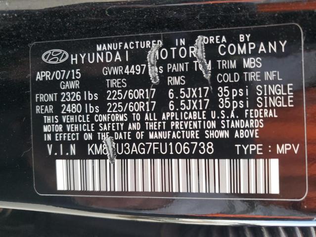 Photo 12 VIN: KM8JU3AG7FU106738 - HYUNDAI TUCSON 