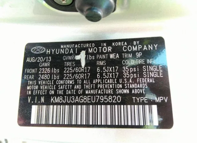 Photo 8 VIN: KM8JU3AG8EU795820 - HYUNDAI TUCSON 