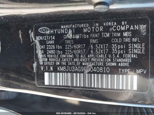 Photo 8 VIN: KM8JU3AG9FU040810 - HYUNDAI TUCSON 