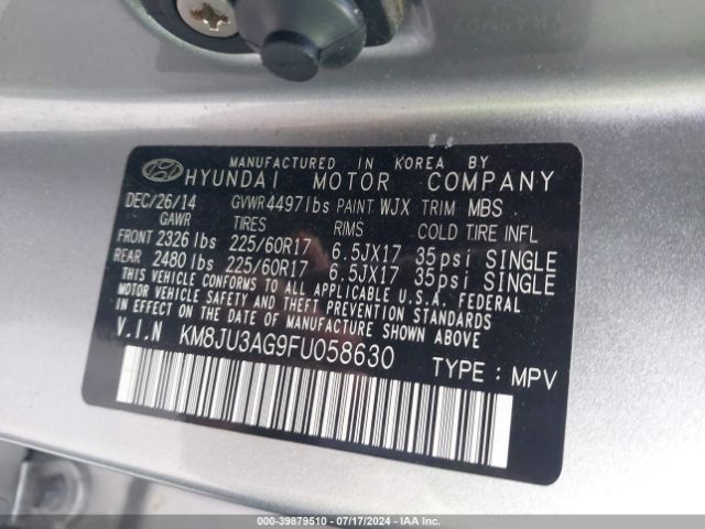 Photo 8 VIN: KM8JU3AG9FU058630 - HYUNDAI TUCSON 