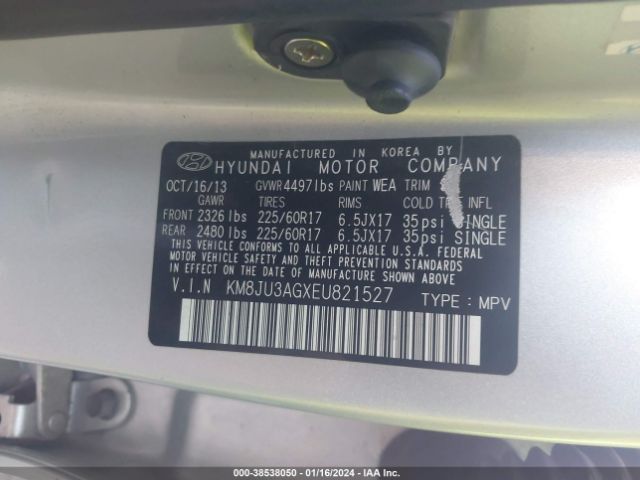 Photo 8 VIN: KM8JU3AGXEU821527 - HYUNDAI TUCSON 