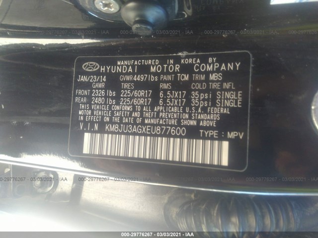 Photo 8 VIN: KM8JU3AGXEU877600 - HYUNDAI TUCSON 