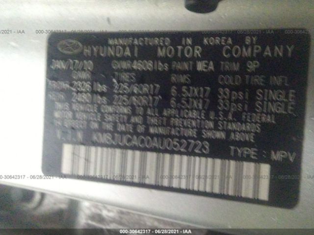 Photo 8 VIN: KM8JUCAC0AU052723 - HYUNDAI TUCSON 