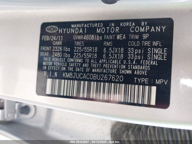 Photo 8 VIN: KM8JUCAC0BU267620 - HYUNDAI TUCSON 