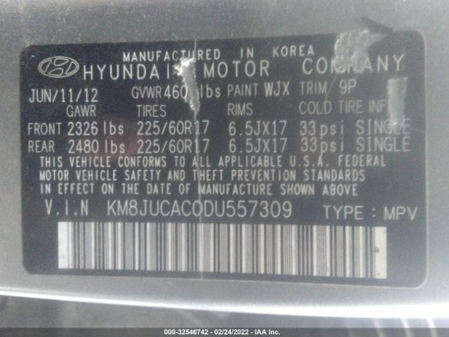 Photo 8 VIN: KM8JUCAC0DU557309 - HYUNDAI TUCSON 