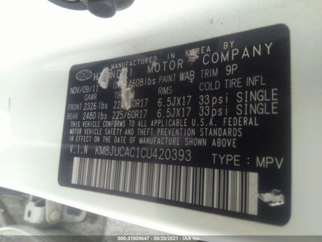 Photo 8 VIN: KM8JUCAC1CU420393 - HYUNDAI TUCSON 