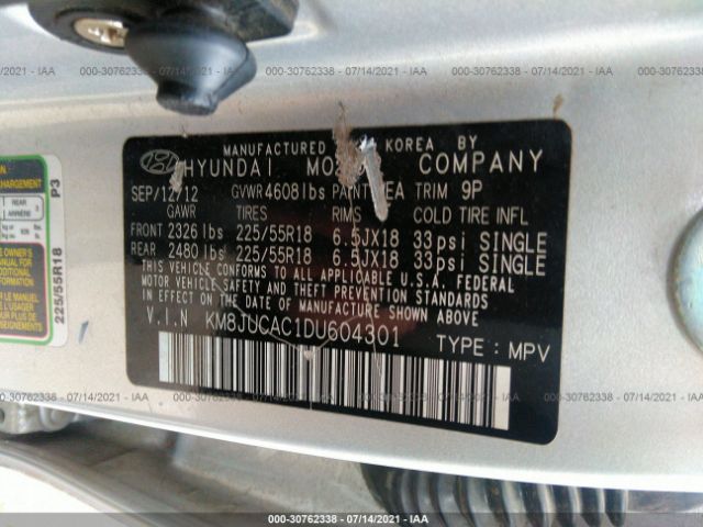 Photo 8 VIN: KM8JUCAC1DU604301 - HYUNDAI TUCSON 