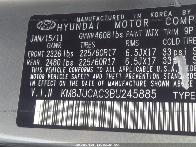 Photo 8 VIN: KM8JUCAC3BU245885 - HYUNDAI TUCSON 