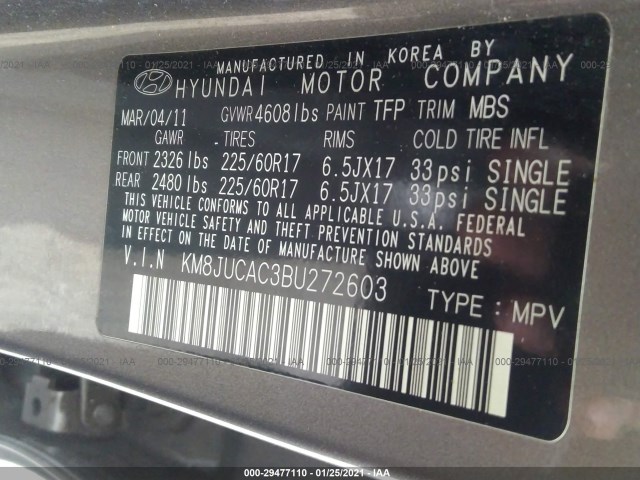 Photo 8 VIN: KM8JUCAC3BU272603 - HYUNDAI TUCSON 