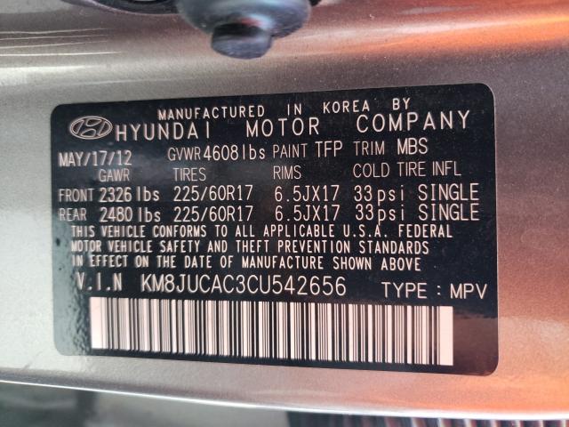 Photo 9 VIN: KM8JUCAC3CU542656 - HYUNDAI TUCSON GLS 