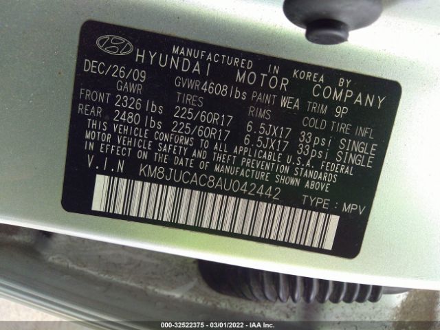 Photo 8 VIN: KM8JUCAC8AU042442 - HYUNDAI TUCSON 