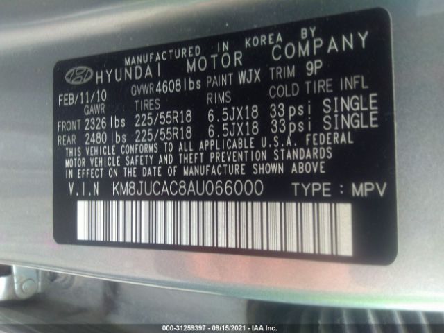 Photo 8 VIN: KM8JUCAC8AU066000 - HYUNDAI TUCSON 