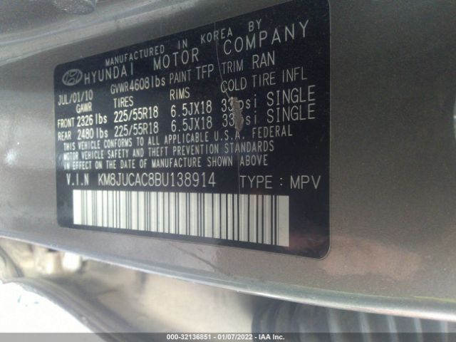 Photo 8 VIN: KM8JUCAC8BU138914 - HYUNDAI TUCSON 