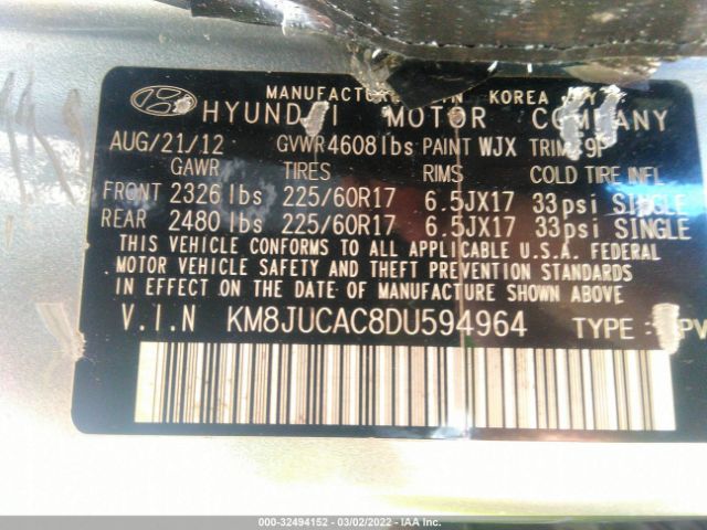 Photo 8 VIN: KM8JUCAC8DU594964 - HYUNDAI TUCSON 