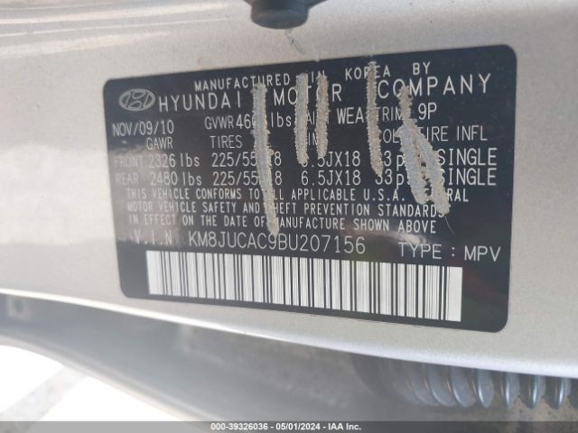 Photo 8 VIN: KM8JUCAC9BU207156 - HYUNDAI TUCSON 