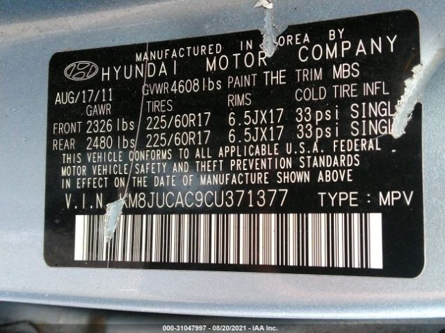 Photo 8 VIN: KM8JUCAC9CU371377 - HYUNDAI TUCSON 