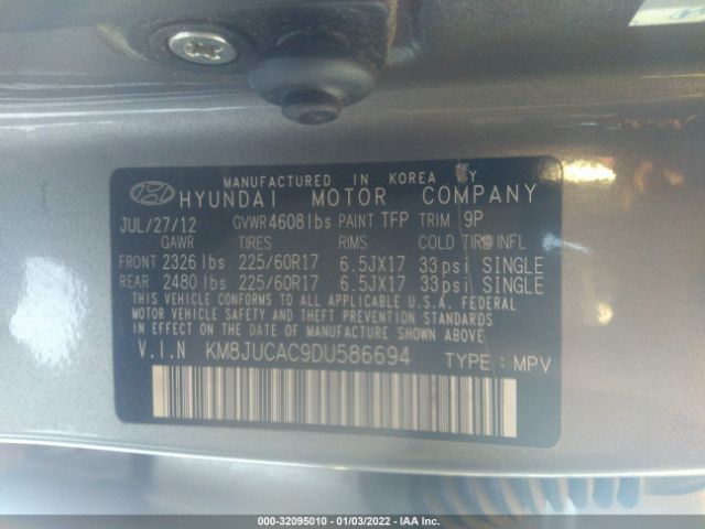 Photo 8 VIN: KM8JUCAC9DU586694 - HYUNDAI TUCSON 