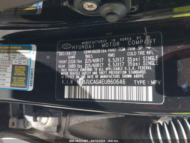 Photo 8 VIN: KM8JUCAG4EU860646 - HYUNDAI TUCSON 