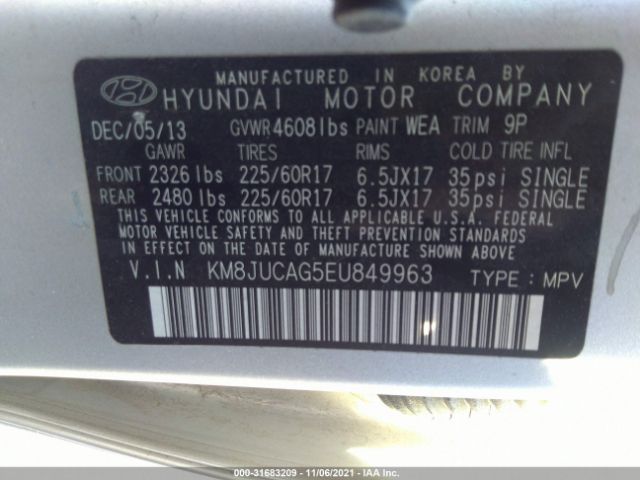 Photo 8 VIN: KM8JUCAG5EU849963 - HYUNDAI TUCSON 