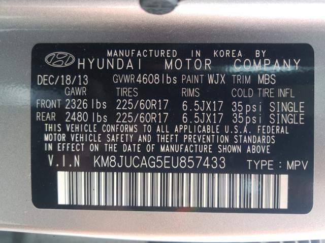 Photo 9 VIN: KM8JUCAG5EU857433 - HYUNDAI TUCSON GLS 