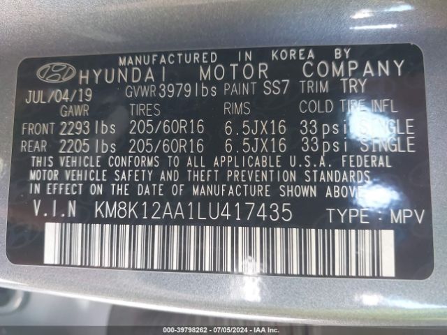 Photo 8 VIN: KM8K12AA1LU417435 - HYUNDAI KONA 