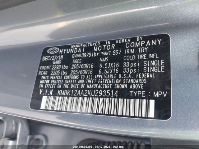 Photo 8 VIN: KM8K12AA2KU293514 - HYUNDAI KONA 