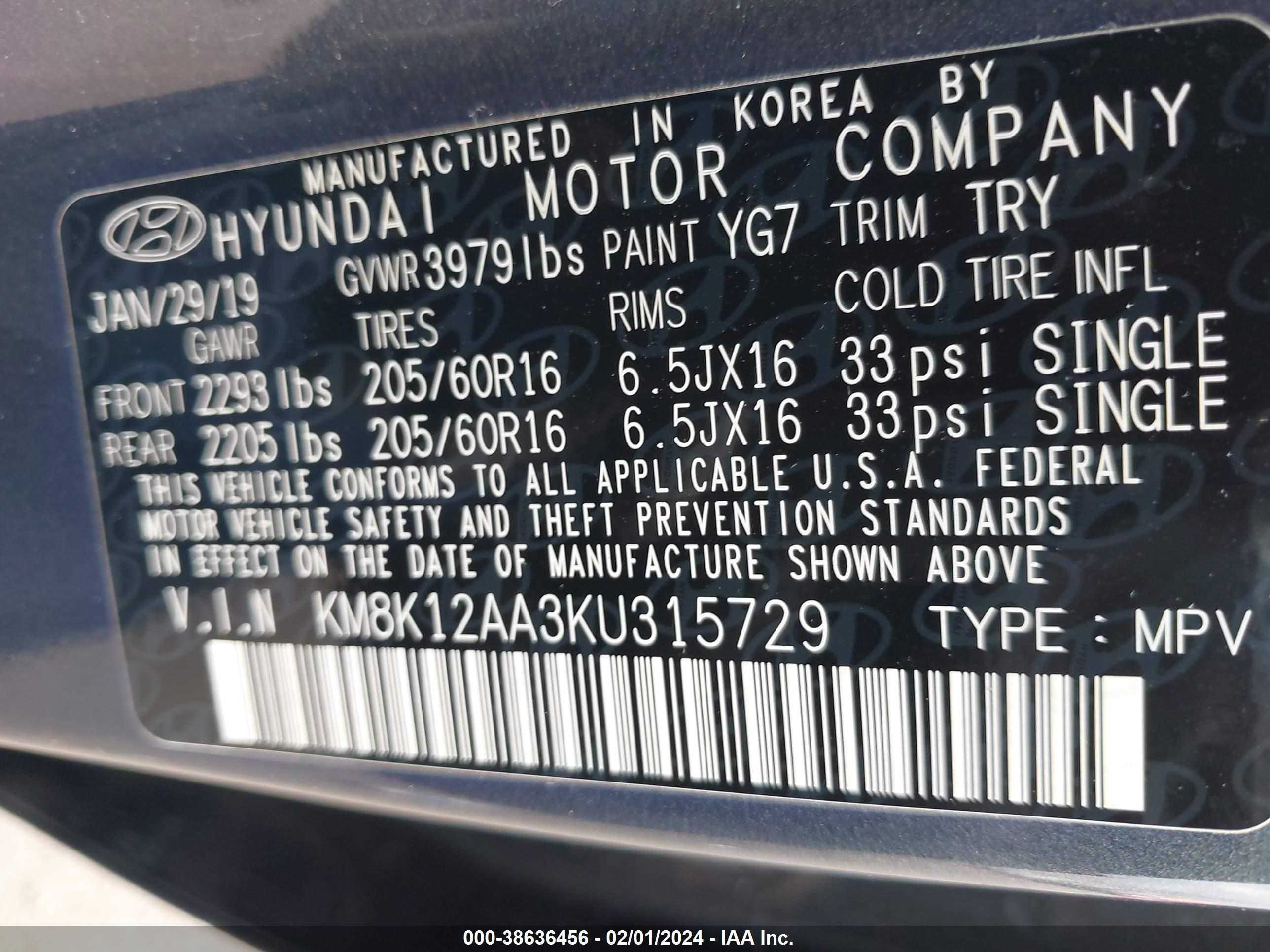 Photo 8 VIN: KM8K12AA3KU315729 - HYUNDAI KONA 