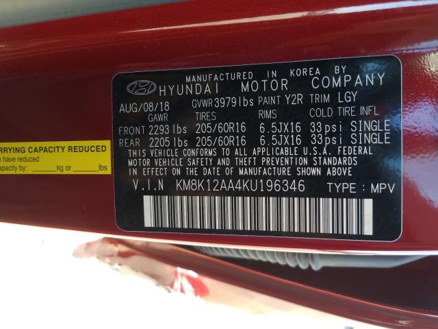 Photo 9 VIN: KM8K12AA4KU196346 - HYUNDAI KONA SE 