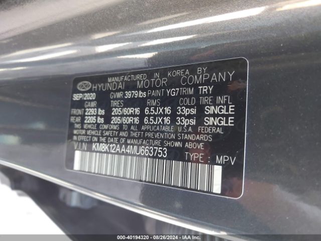 Photo 8 VIN: KM8K12AA4MU663753 - HYUNDAI KONA 