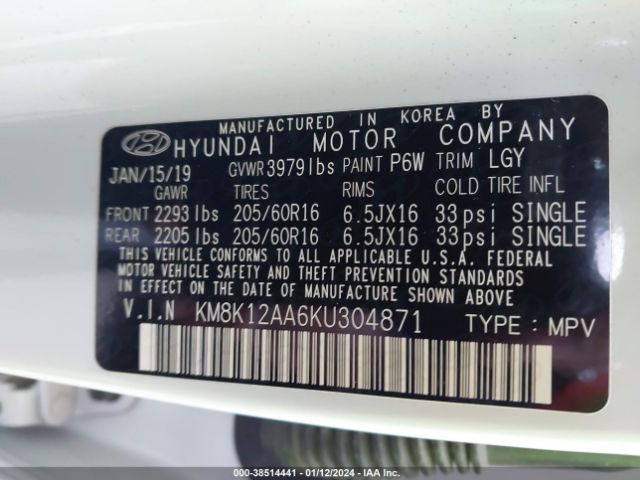 Photo 8 VIN: KM8K12AA6KU304871 - HYUNDAI KONA 