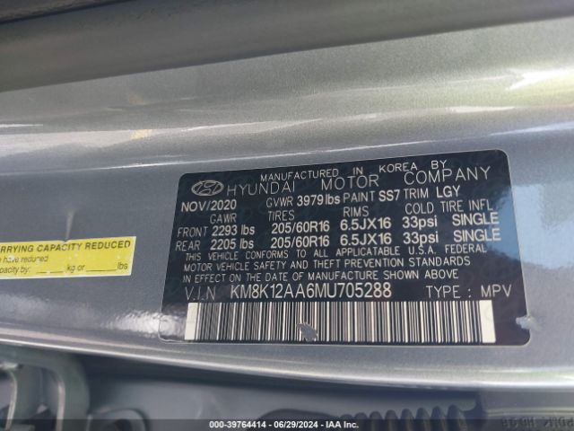 Photo 8 VIN: KM8K12AA6MU705288 - HYUNDAI KONA 