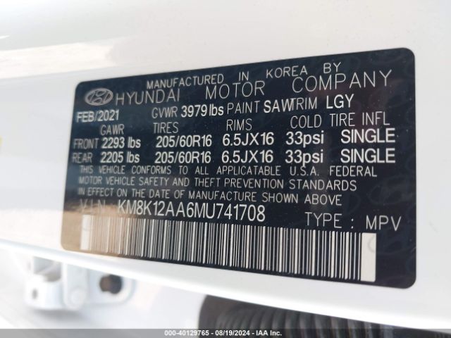 Photo 8 VIN: KM8K12AA6MU741708 - HYUNDAI KONA 