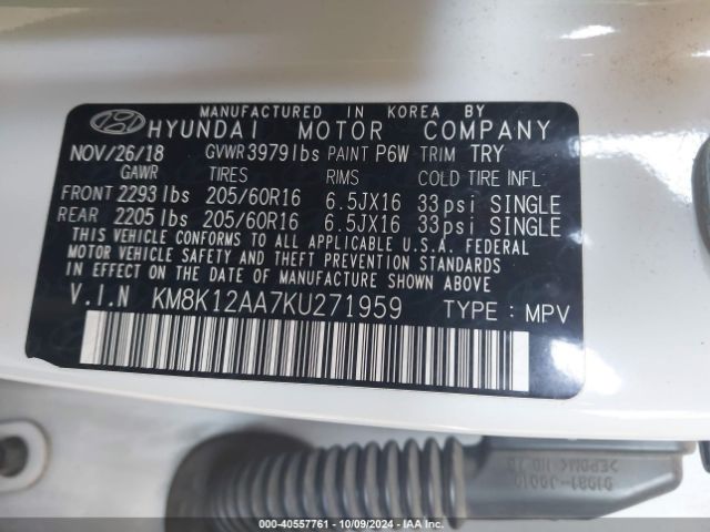 Photo 8 VIN: KM8K12AA7KU271959 - HYUNDAI KONA 