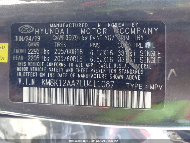 Photo 8 VIN: KM8K12AA7LU411087 - HYUNDAI KONA 