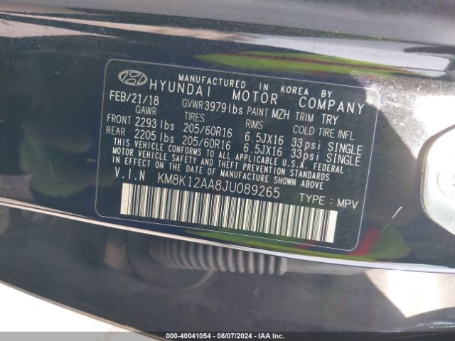 Photo 8 VIN: KM8K12AA8JU089265 - HYUNDAI KONA 