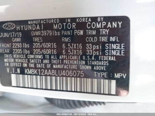 Photo 8 VIN: KM8K12AA8LU406075 - HYUNDAI KONA 